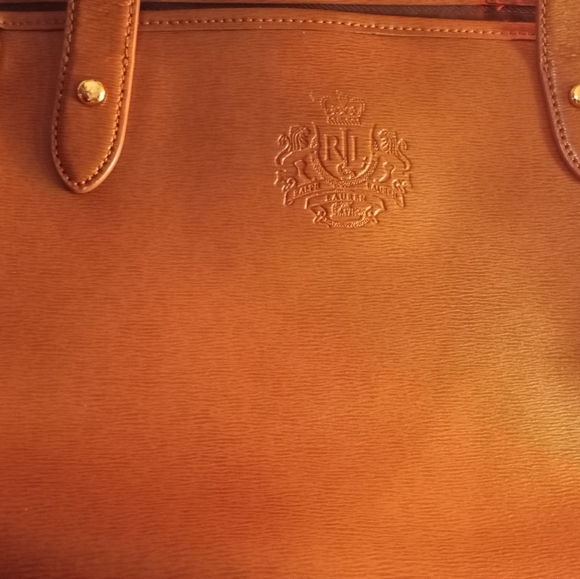 Ralph Lauren Bags Ralph Lauren Pebbled Tan Leather Large Shoulder